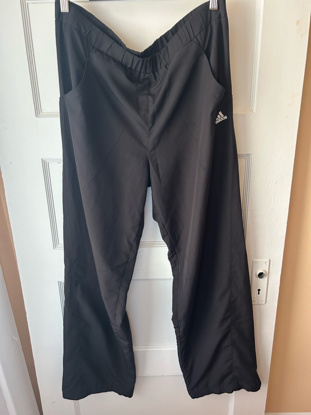 Adidas black wide-leg track pants